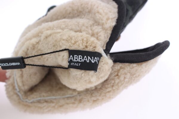 Dolce & Gabbana Elegant Studded Gray Wool Shearling Gloves – Image 6