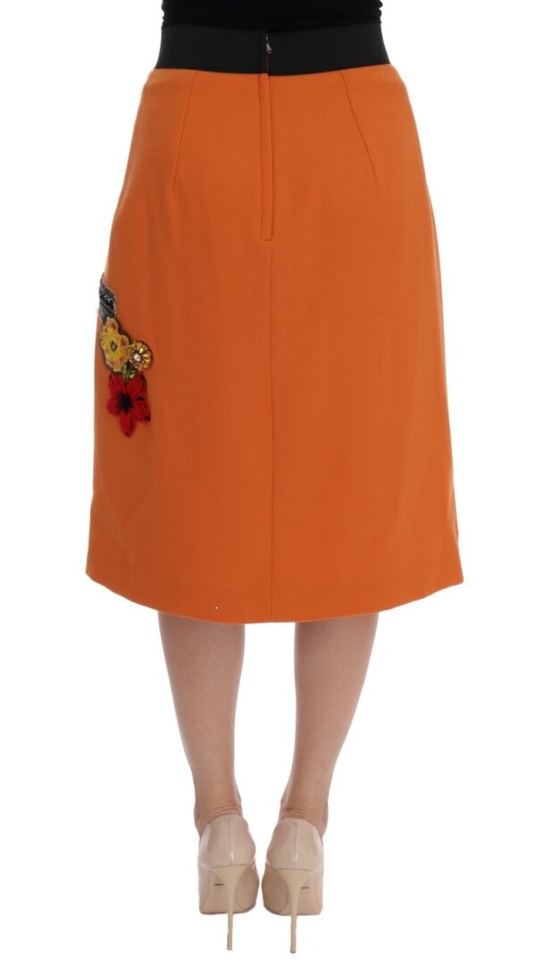 Dolce & Gabbana Embellished Wool Skirt in Vivid Orange – Image 3