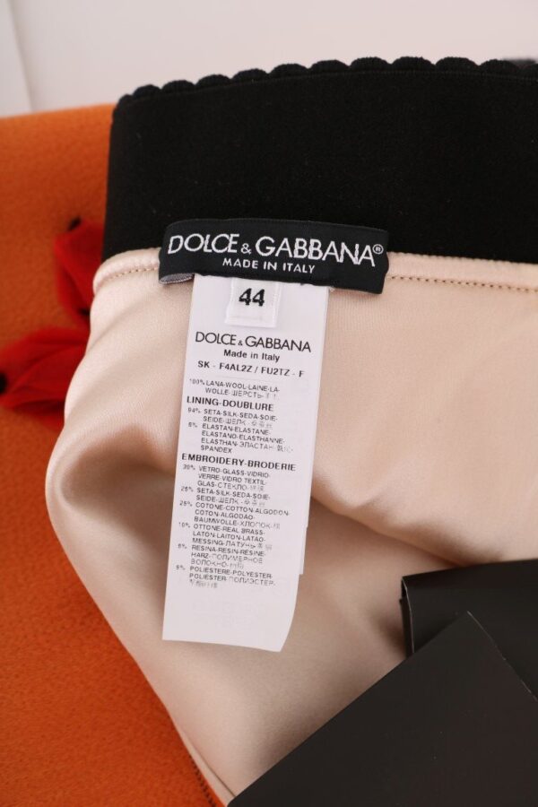 Dolce & Gabbana Embellished Wool Skirt in Vivid Orange – Image 5