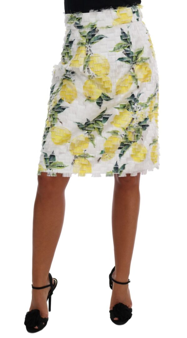 Dolce & Gabbana Lemon Print Fringe Pencil Skirt – Image 2