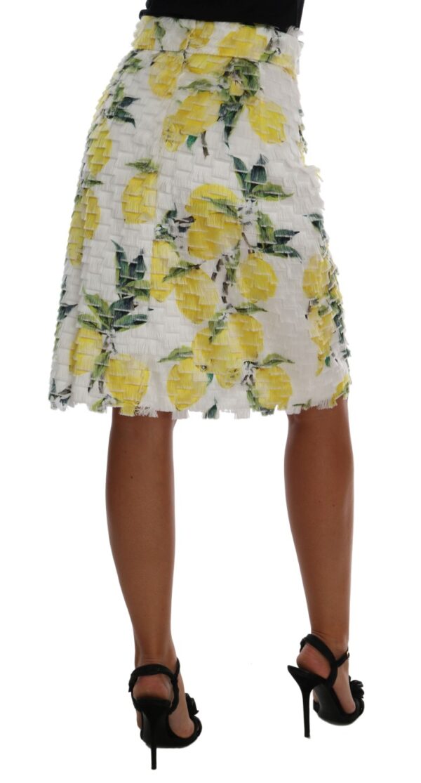 Dolce & Gabbana Lemon Print Fringe Pencil Skirt – Image 4