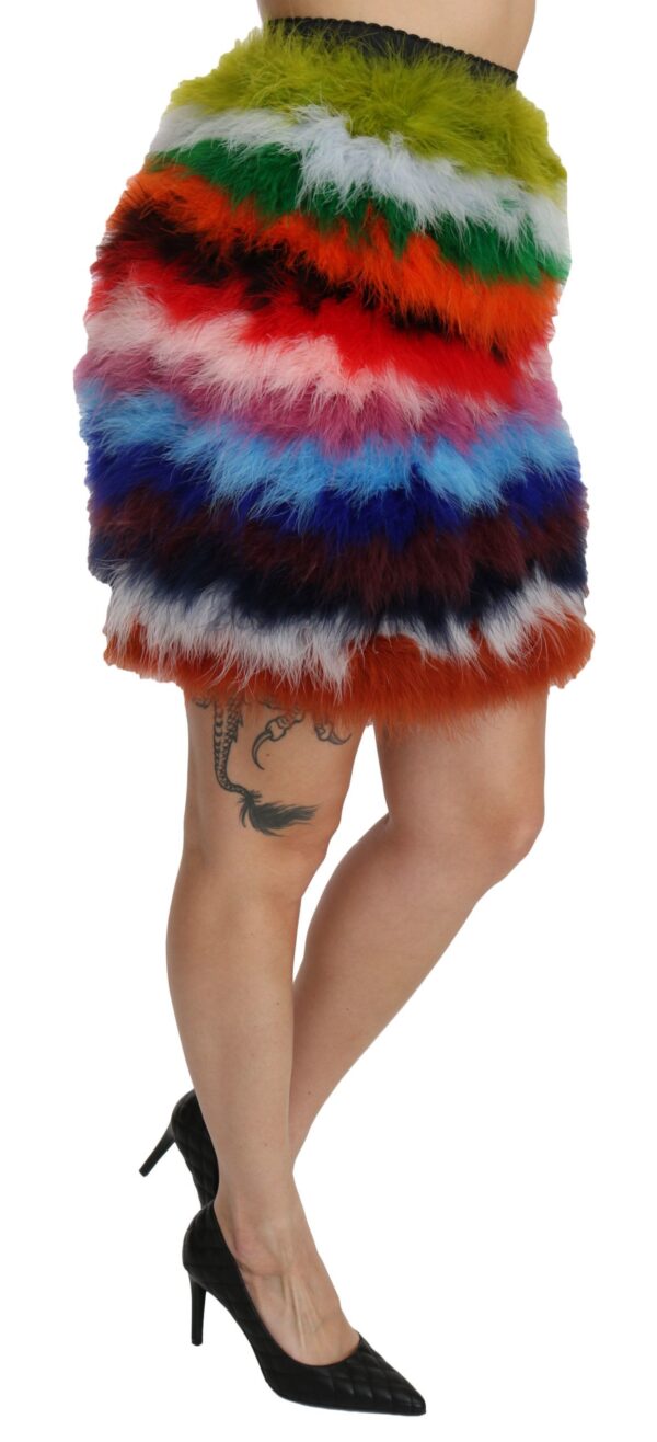 Dolce & Gabbana Chic Feather Embellished High Waist Skirt – Image 2