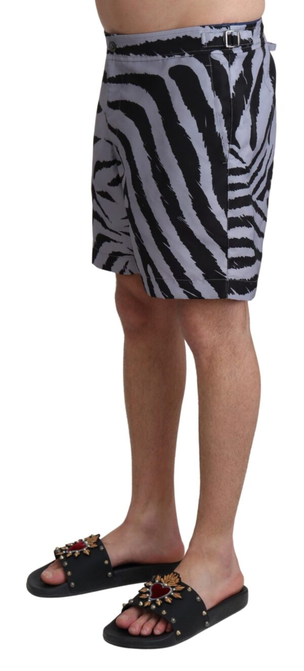 Dolce & Gabbana Elegant Gray Zebra Print Swim Trunks – Image 2