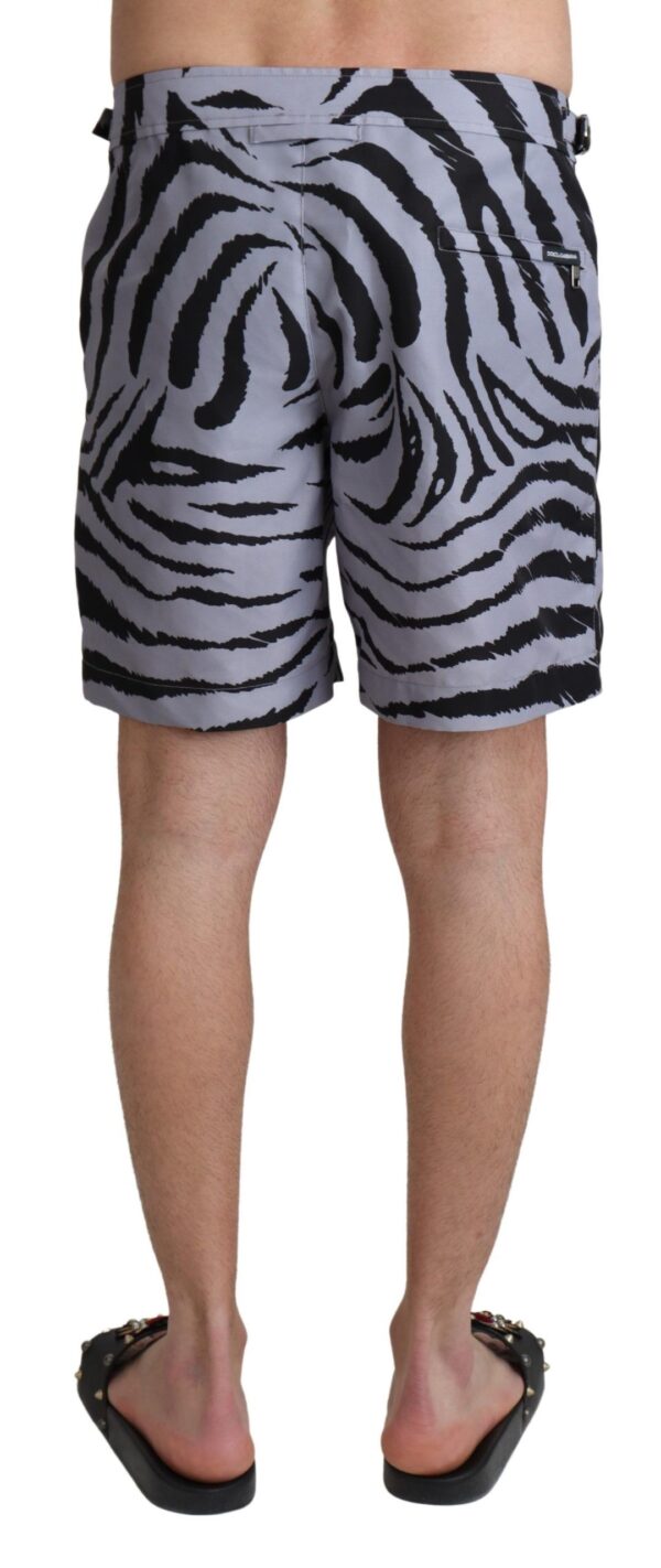 Dolce & Gabbana Elegant Gray Zebra Print Swim Trunks – Image 3