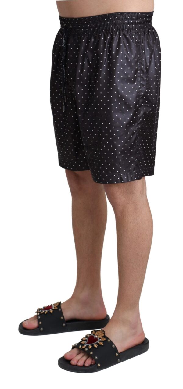 Dolce & Gabbana Chic Black Polka Dot Men's Swim Trunks – Image 2