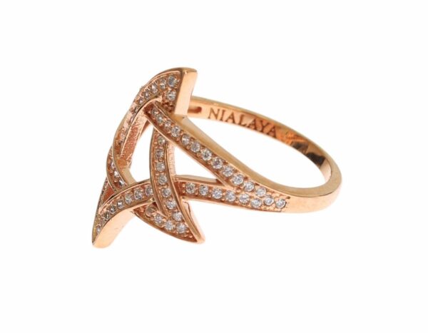 Nialaya Pink Gold Plated Silver CZ Crystal Ring – Image 3