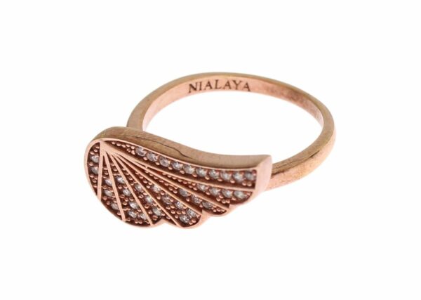 Nialaya Elegant Pink Gold CZ Crystal Ring – Image 5