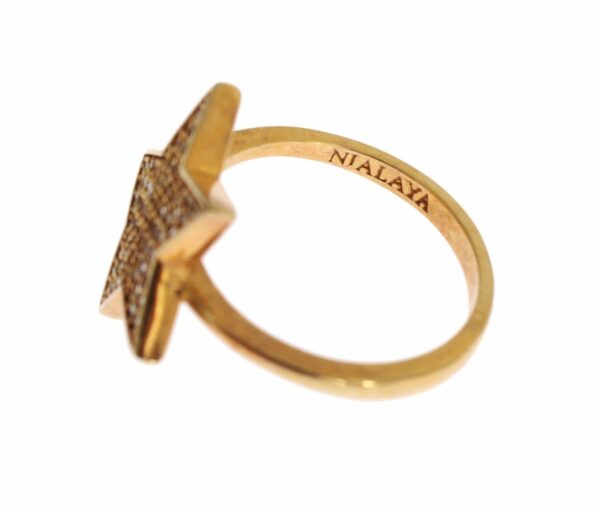 Nialaya Elegant Gold-Plated Sterling Silver Ring with CZ Crystals – Image 6