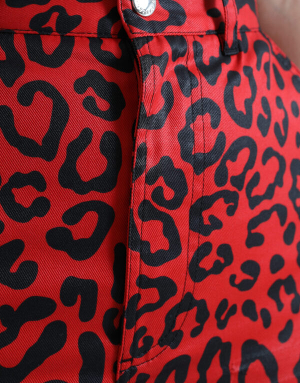 Dolce & Gabbana High Waist Red Leopard Mini Skirt – Image 4