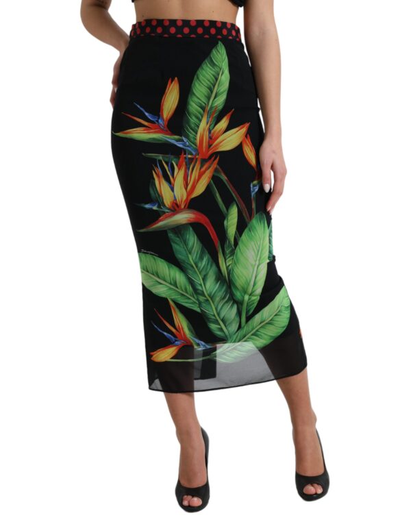 Dolce & Gabbana Floral High Waist Silk Midi Skirt – Image 2