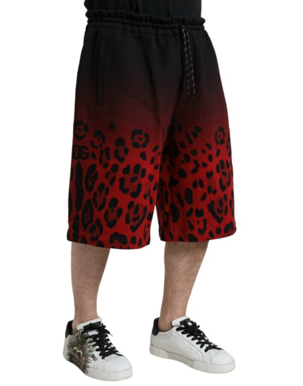 Dolce & Gabbana Red Leopard Print Cotton Bermuda Shorts – Image 3