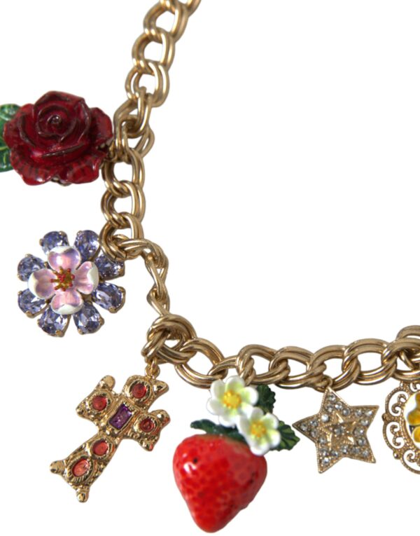 Dolce & Gabbana Gold Chain Rose Cross Strawberry Star Pendant Necklace – Image 2