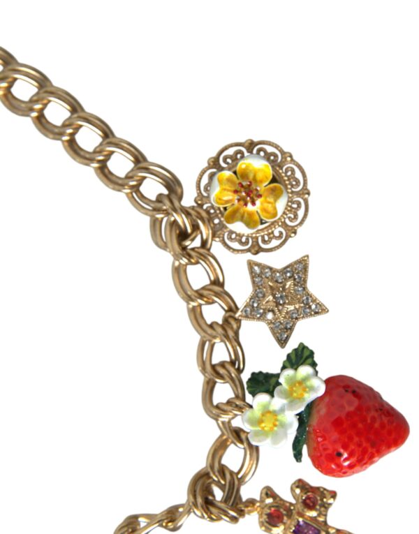 Dolce & Gabbana Gold Chain Rose Cross Strawberry Star Pendant Necklace – Image 4