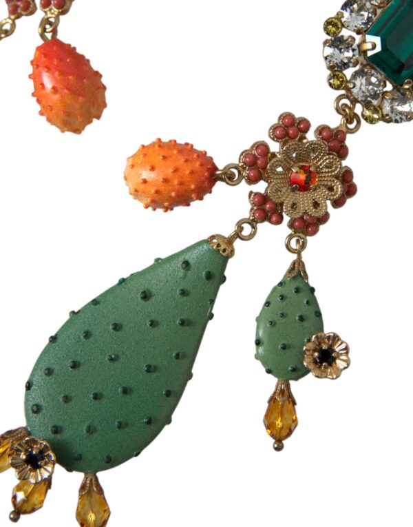 Dolce & Gabbana Green Cactus Crystal Clip On Jewelry Dangling Earrings – Image 2