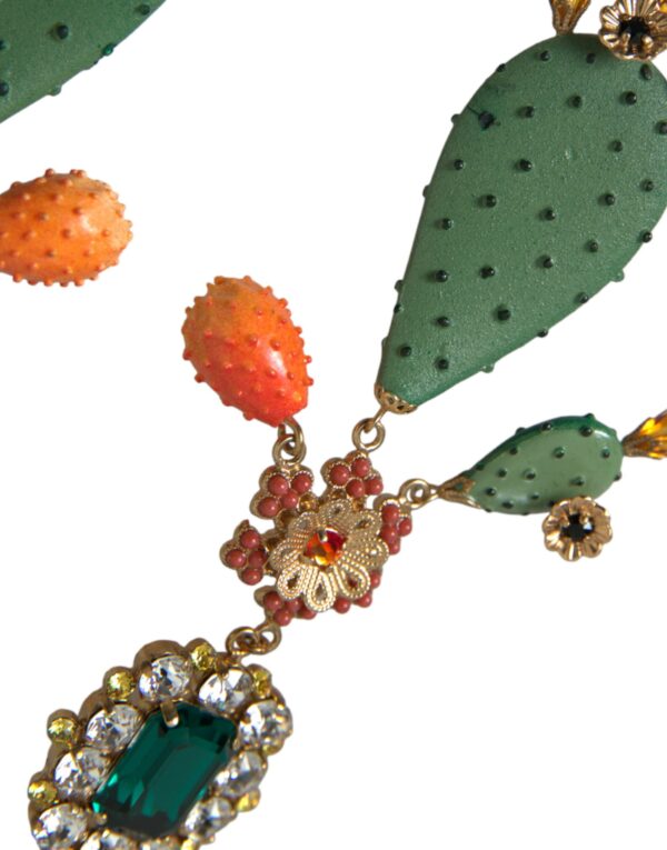 Dolce & Gabbana Green Cactus Crystal Clip On Jewelry Dangling Earrings – Image 3