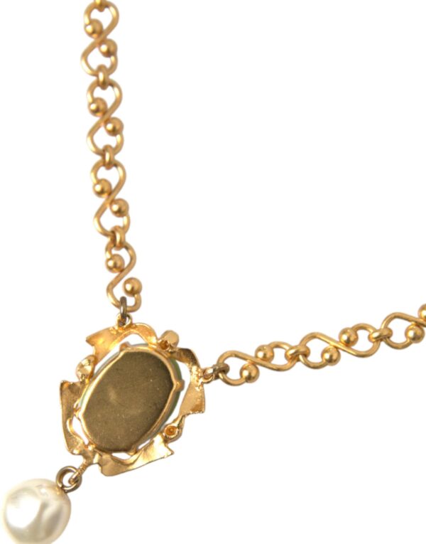 Dolce & Gabbana Gold Brass Chain Pearl Pendant Charm Necklace – Image 5