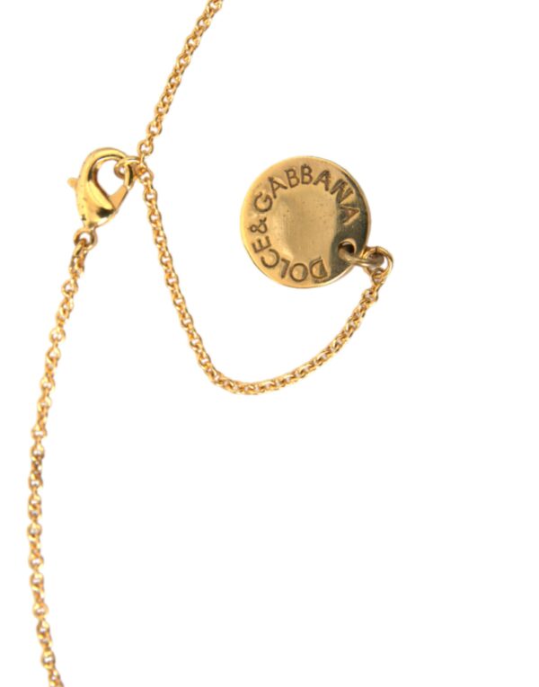 Dolce & Gabbana Gold Brass Chain Dog Heart Pendant Charm Necklace – Image 3