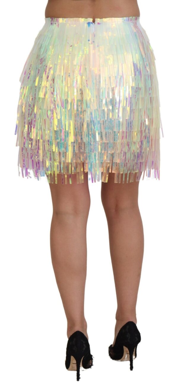 Dolce & Gabbana Iridescent Fringe Mini Skirt Mid Waist – Image 3