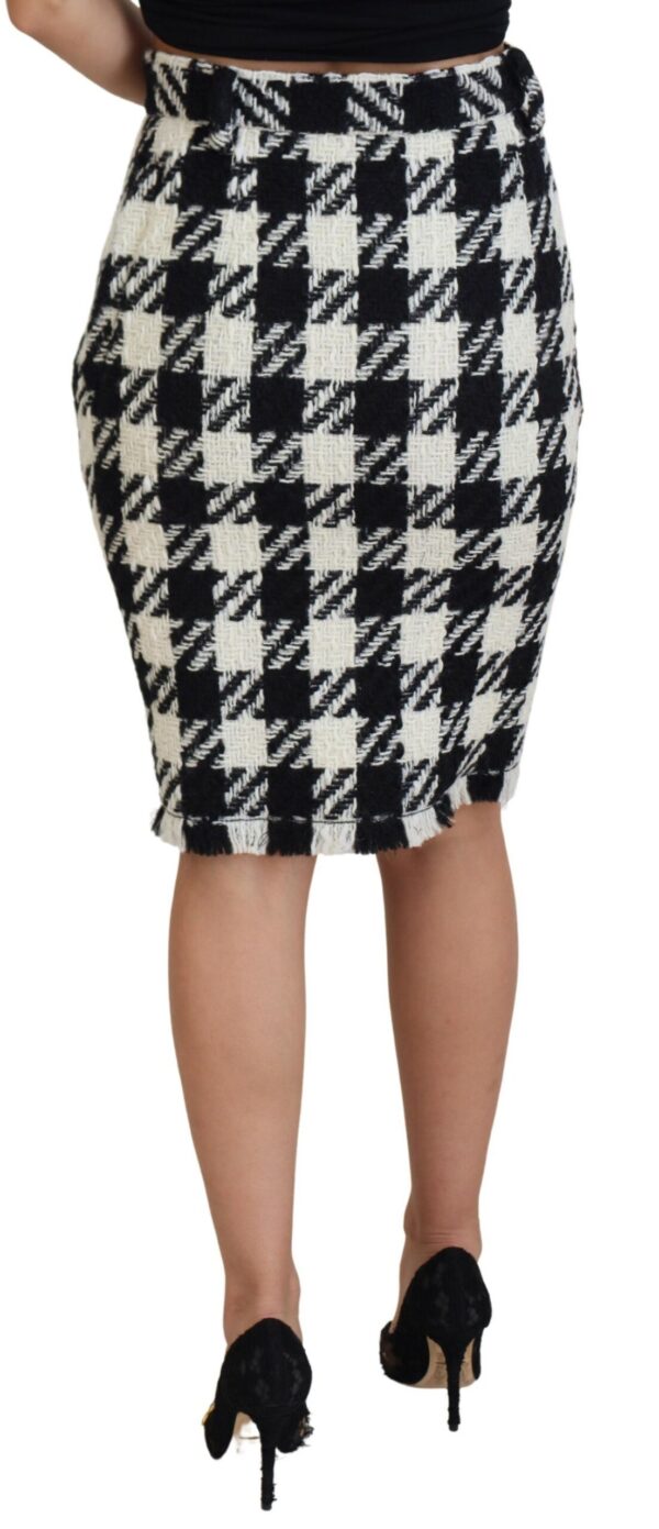 Dolce & Gabbana Elegant Houndstooth High-Waist Knee-Length Skirt – Image 3