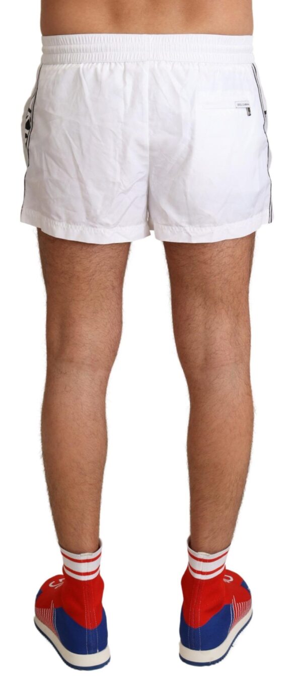 Dolce & Gabbana Elegant White KING Motive Swim Trunks – Image 3