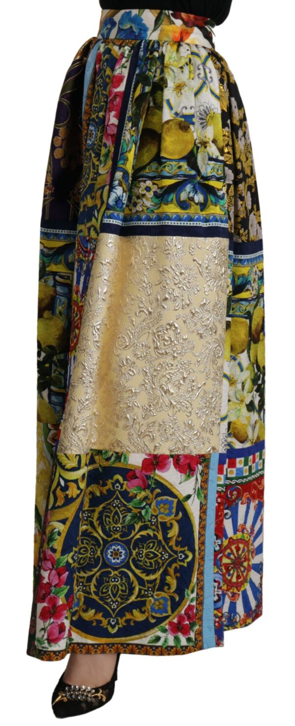 Dolce & Gabbana High Waist Maxi Skirt with Sicilian Patterns – Image 3