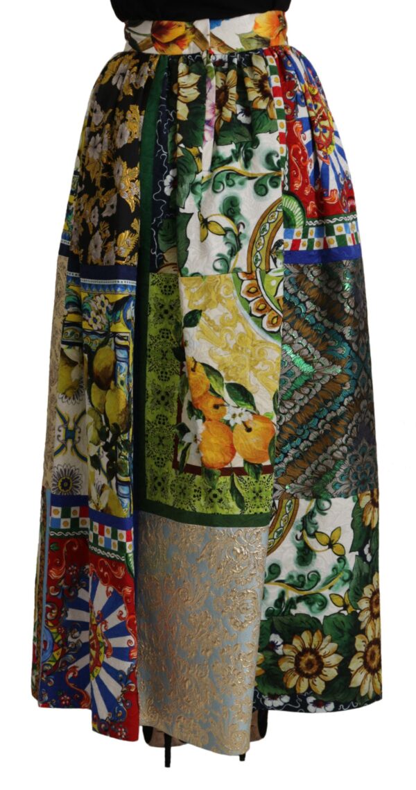 Dolce & Gabbana High Waist Maxi Skirt with Sicilian Patterns – Image 2