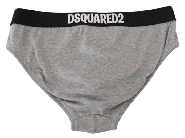 Dsquared² Elegant Gray Cotton Stretch Briefs – Image 3