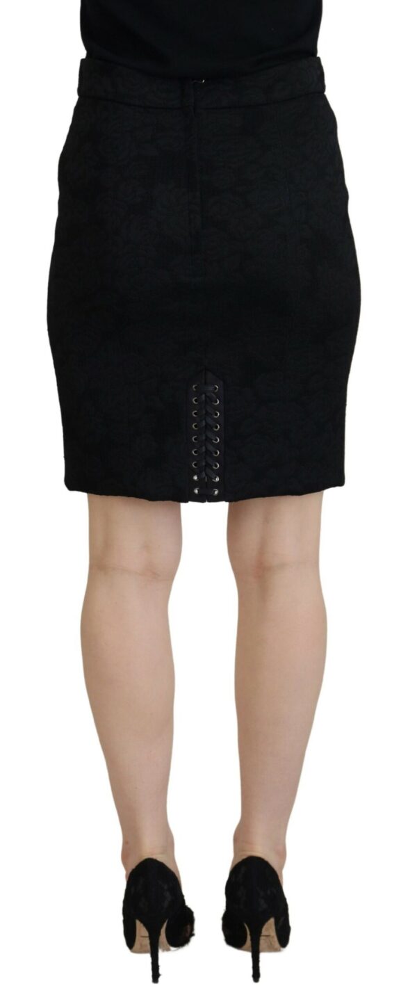 Dolce & Gabbana Elegant Black High-Waist Silk-Lined Skirt – Image 3