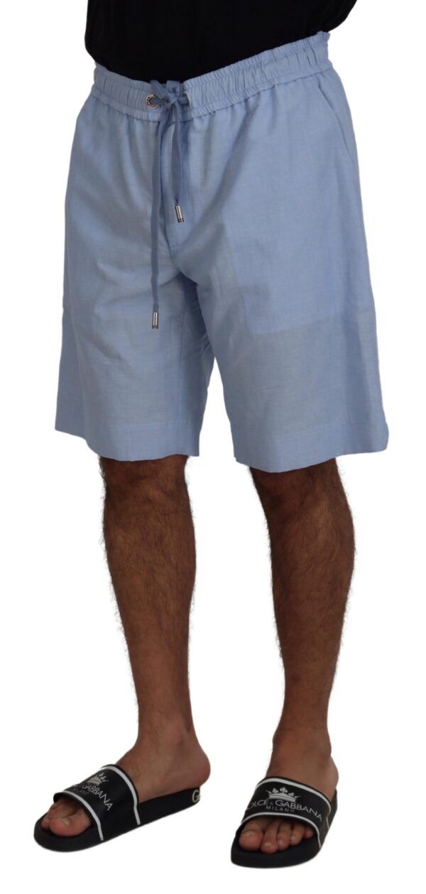 Dolce & Gabbana Elegant Light Blue Linen-Cotton Summer Shorts – Image 2