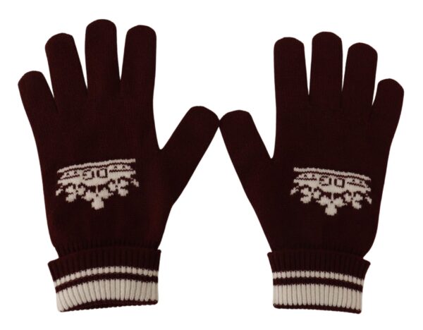 Dolce & Gabbana Elegant Red Cashmere Gloves with Crown Motif – Image 4