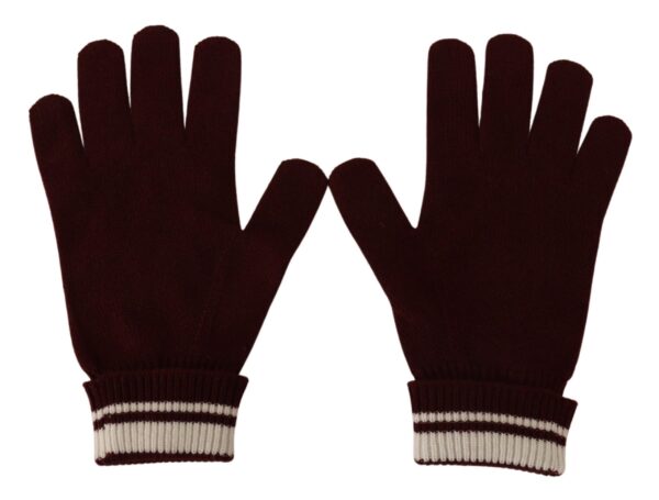 Dolce & Gabbana Elegant Red Cashmere Gloves with Crown Motif – Image 5