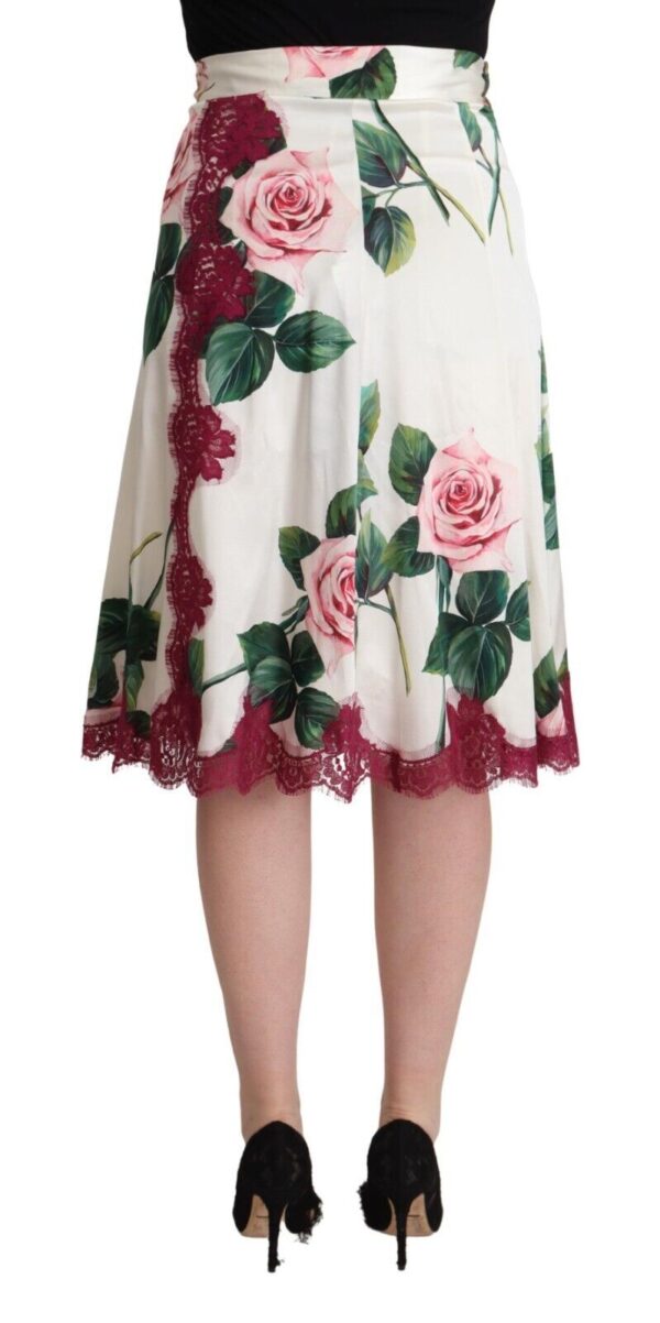 Dolce & Gabbana Elegant Floral A-Line Midi Skirt – Image 3