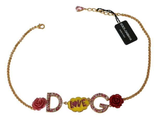 Dolce & Gabbana Gold Crystal Charm Statement Necklace – Image 4