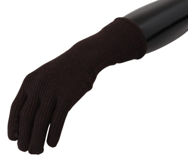 Dolce & Gabbana Elegant Silk Cashmere Brown Gloves – Image 6