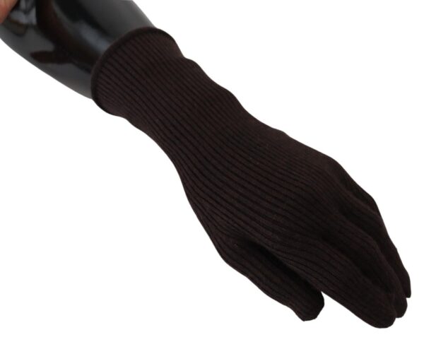 Dolce & Gabbana Elegant Silk Cashmere Brown Gloves – Image 5