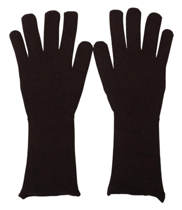 Dolce & Gabbana Elegant Silk Cashmere Brown Gloves – Image 3