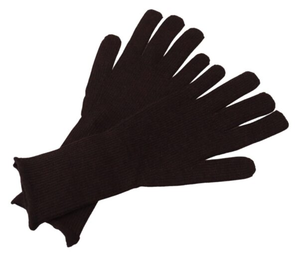 Dolce & Gabbana Elegant Silk Cashmere Brown Gloves – Image 2