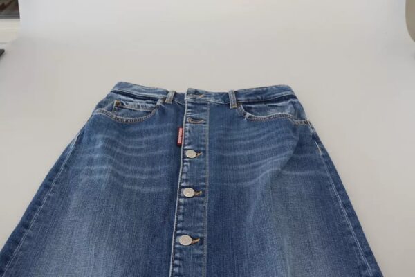 Dsquared² Blue Distressed High Waist Pencil Cut Denim Skirt – Image 5