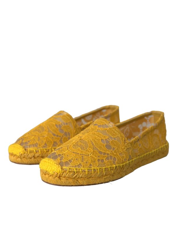 Dolce & Gabbana Yellow Taormina Lace Espadrille Loafers Flats Shoes – Image 2