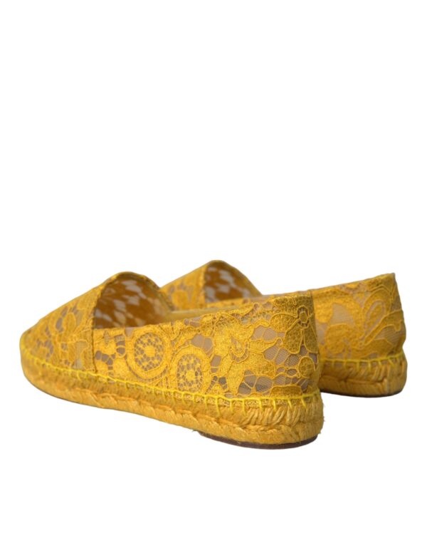 Dolce & Gabbana Yellow Taormina Lace Espadrille Loafers Flats Shoes – Image 3