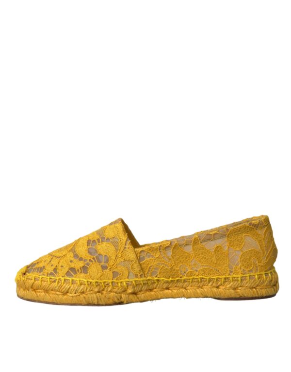 Dolce & Gabbana Yellow Taormina Lace Espadrille Loafers Flats Shoes – Image 4