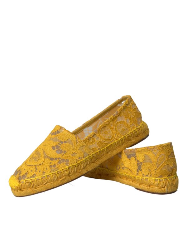 Dolce & Gabbana Yellow Taormina Lace Espadrille Loafers Flats Shoes – Image 6