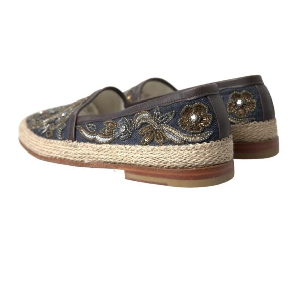 Dolce & Gabbana Blue Embroidered Denim Men Espadrilles Shoes – Image 5