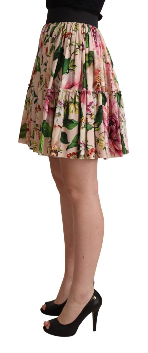 Dolce & Gabbana Elegant Floral Silk High Waist Mini Skirt – Image 2