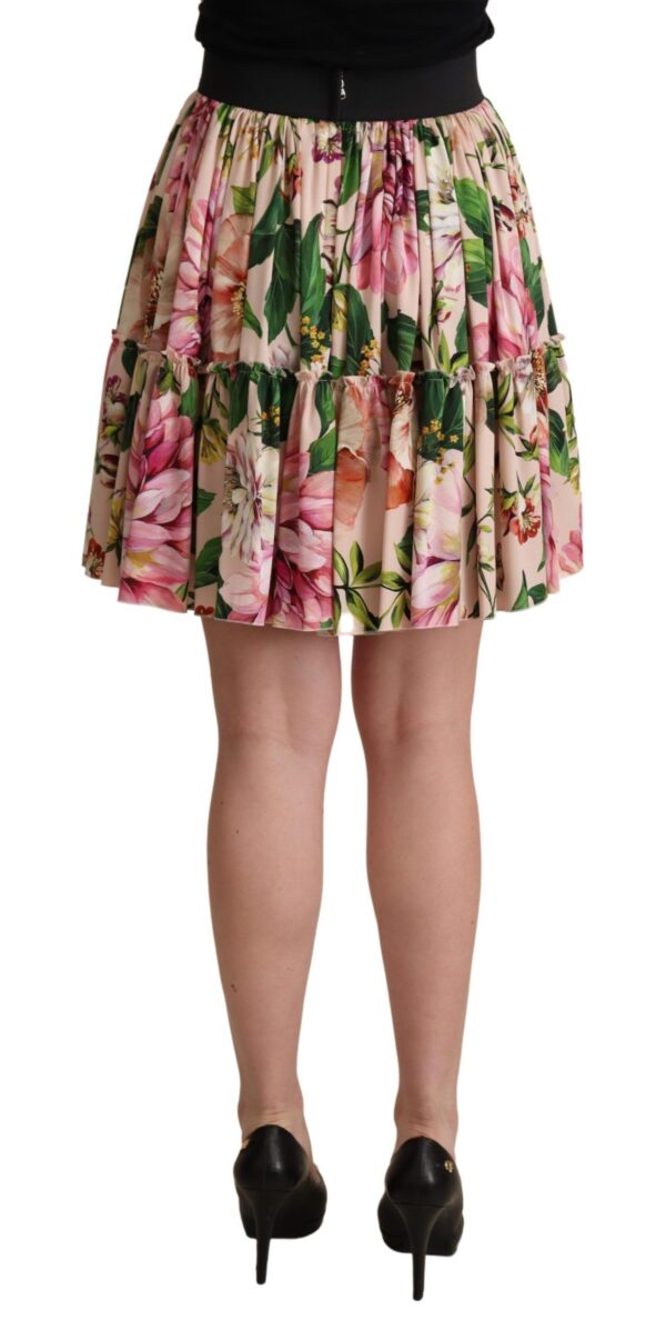 Dolce & Gabbana Elegant Floral Silk High Waist Mini Skirt – Image 3