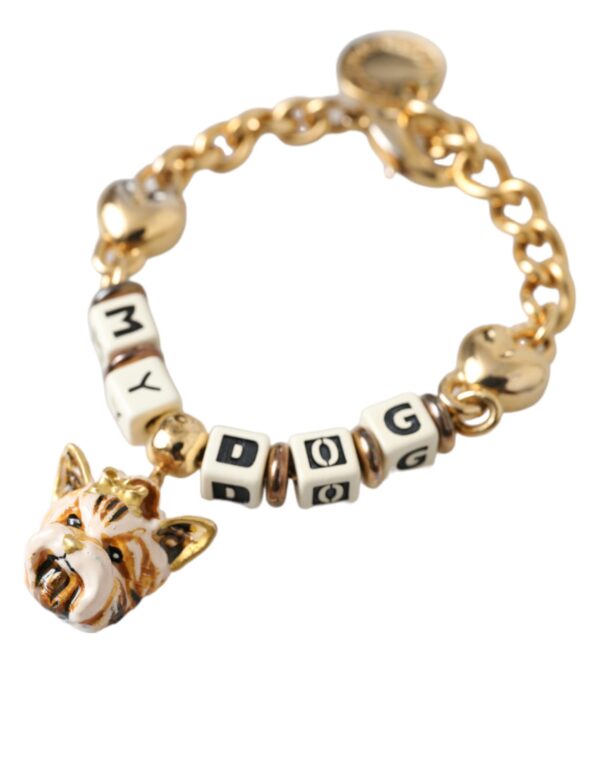 Dolce & Gabbana Gold Tone Brass Chain MY DOG Heart Bracelet – Image 2