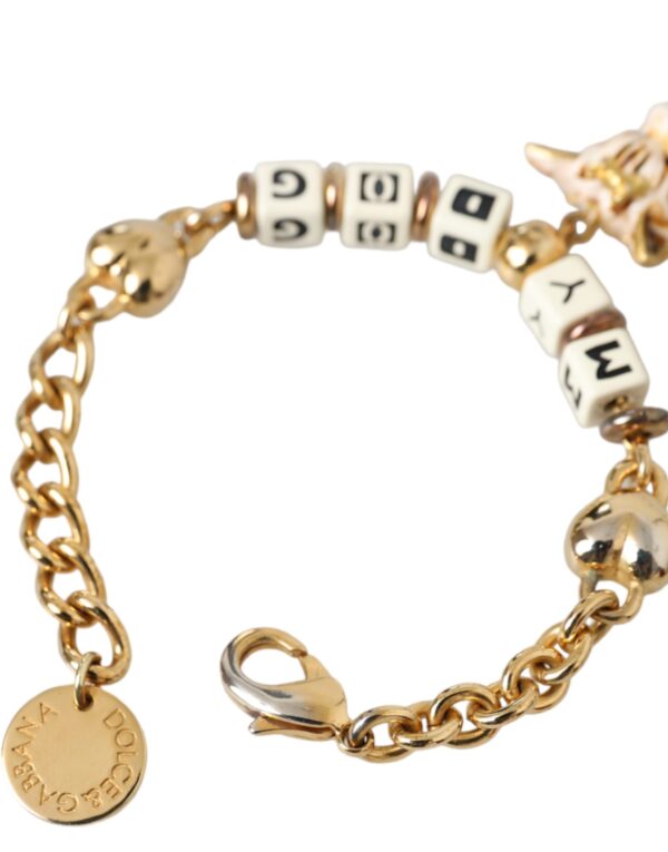 Dolce & Gabbana Gold Tone Brass Chain MY DOG Heart Bracelet – Image 5