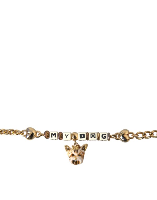 Dolce & Gabbana Gold Tone Brass Chain MY DOG Heart Bracelet – Image 6