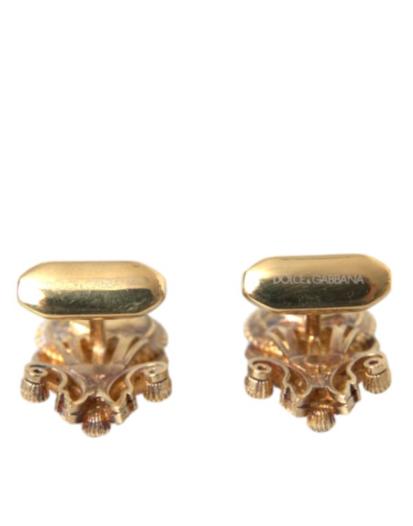 Dolce & Gabbana Gold Tone 925 Sterling Silver Crystal Cufflink – Image 5