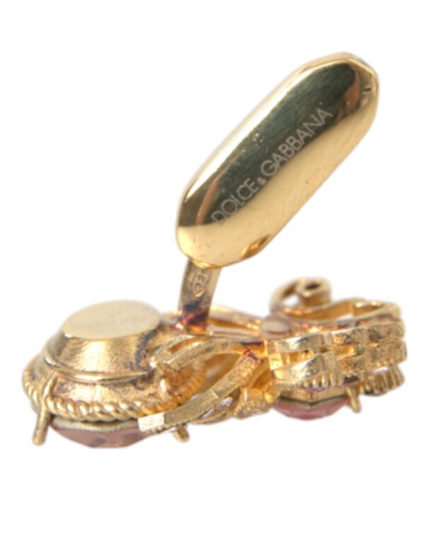 Dolce & Gabbana Gold Tone 925 Sterling Silver Crystal Cufflink – Image 3